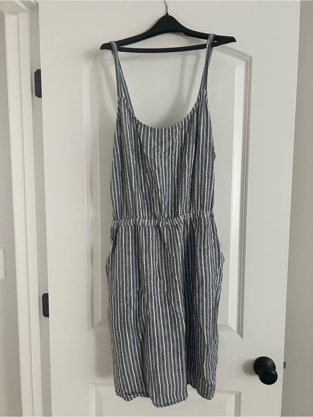 Blue and White Striped Linen Dress